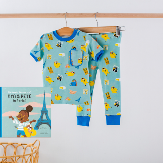Aya & Pete in Paris Kids Pajamas & Paris Book Gift Set