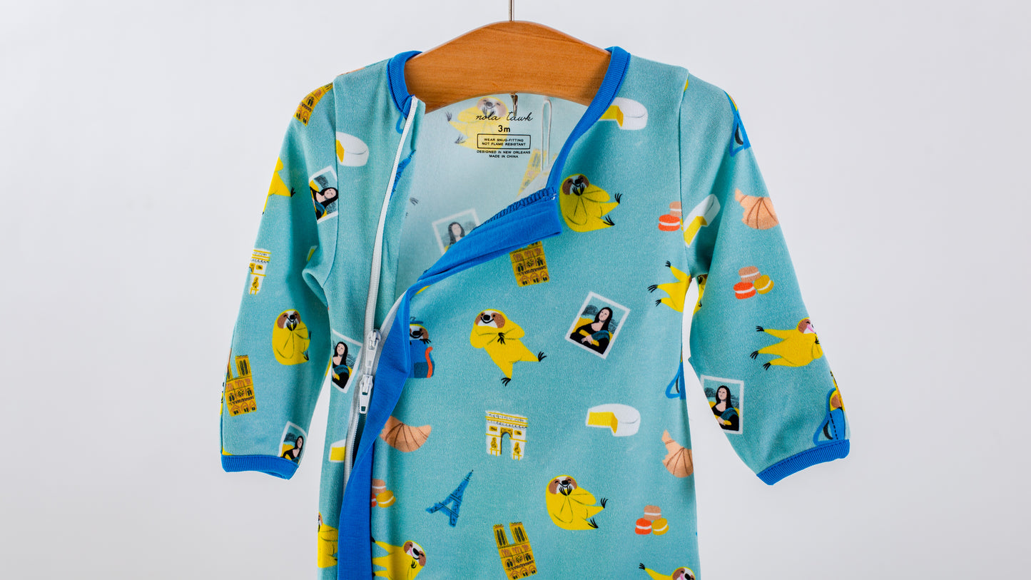 Aya & Pete in Paris Kids Pajamas x Nola Tawk