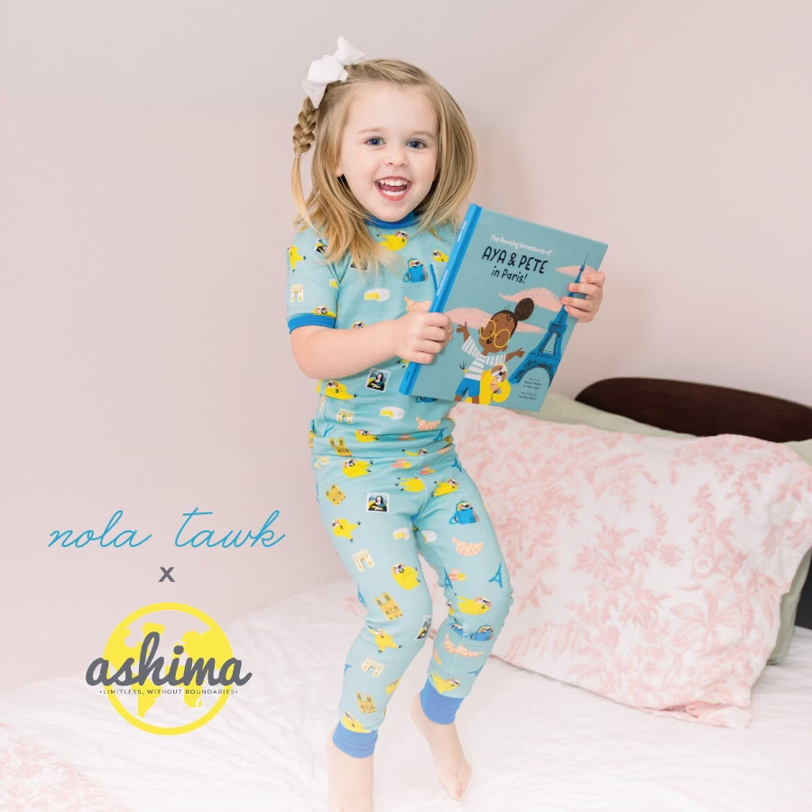 Aya & Pete in Paris x Nola Tawk Kids Pajamas & Book Set