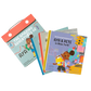Image features three hardcover books from The Amazing Adventures of Aya & Pete book series and a blue and pink colorful box with rope cord handle carrying case.